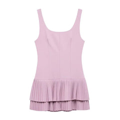 MUJER 2025 Pleated Mini Dress - Backless Jumpsuit