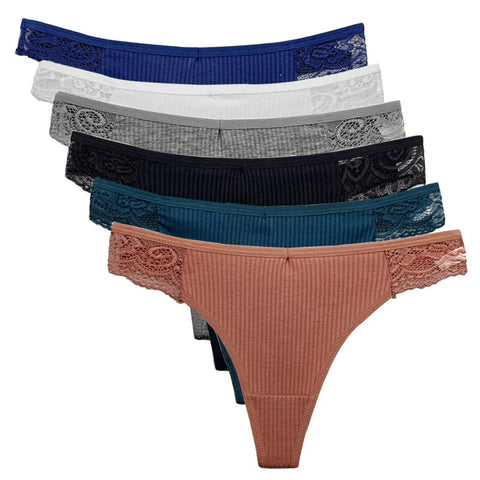 5 PCS/Set Cotton Thong Women Underwear - Sexy Lace Panties