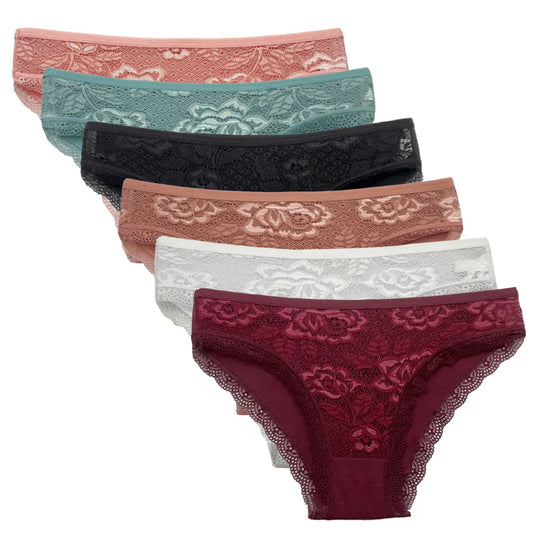 5 PCS/Set New Arrival Sexy Low-rise Underwear - Soft Lace Transparent Cotton Briefs for Women