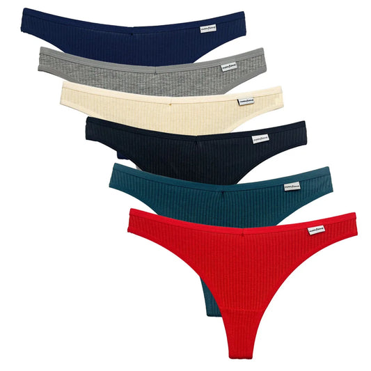 5 PCS/Set Women Cotton Thongs Panties - Sexy Low Waist G-String Ladies Brazilian Lingerie