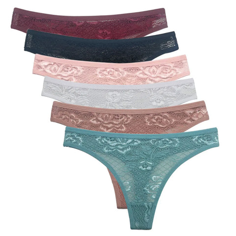 5PCS Set of Women's Sexy Lace Transparent Thongs – M-XL G-String Underwear