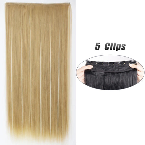 Synthetic 5 Clip In Hair Extensions 80CM - Long Straight Hairpiece