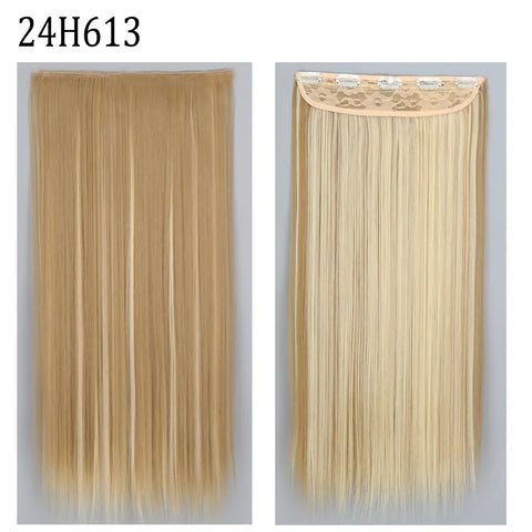 Long Straight Hairstyle 5 Clip Natural Hair Extension