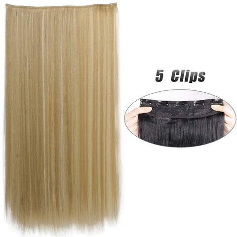 Long Wavy 5 Clip In Hair Extensions - Black Blonde Mix
