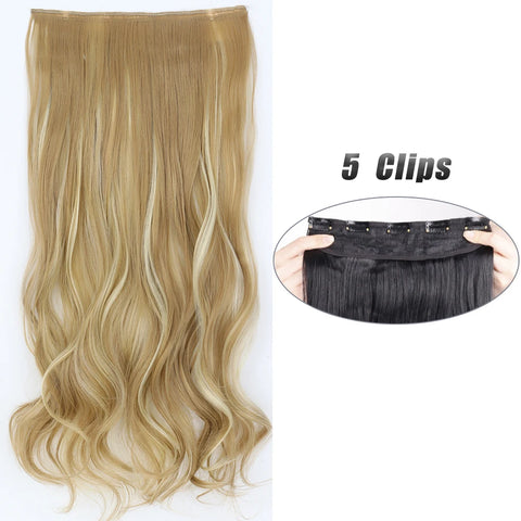 Synthetic 5 Clip In Hair Extensions 80CM - Long Straight Hairpiece