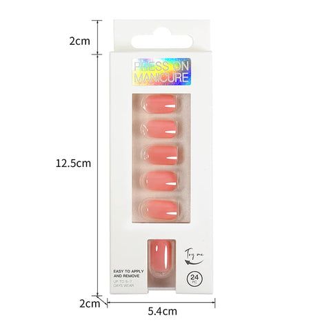 Short Full Press on Nails Set - 24 Pcs