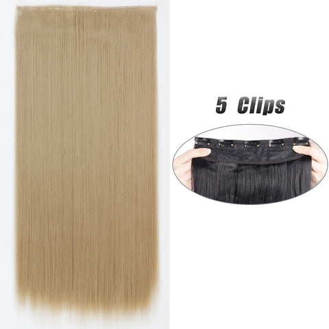 Synthetic 5 Clip In Hair Extensions 80CM - Long Straight Hairpiece