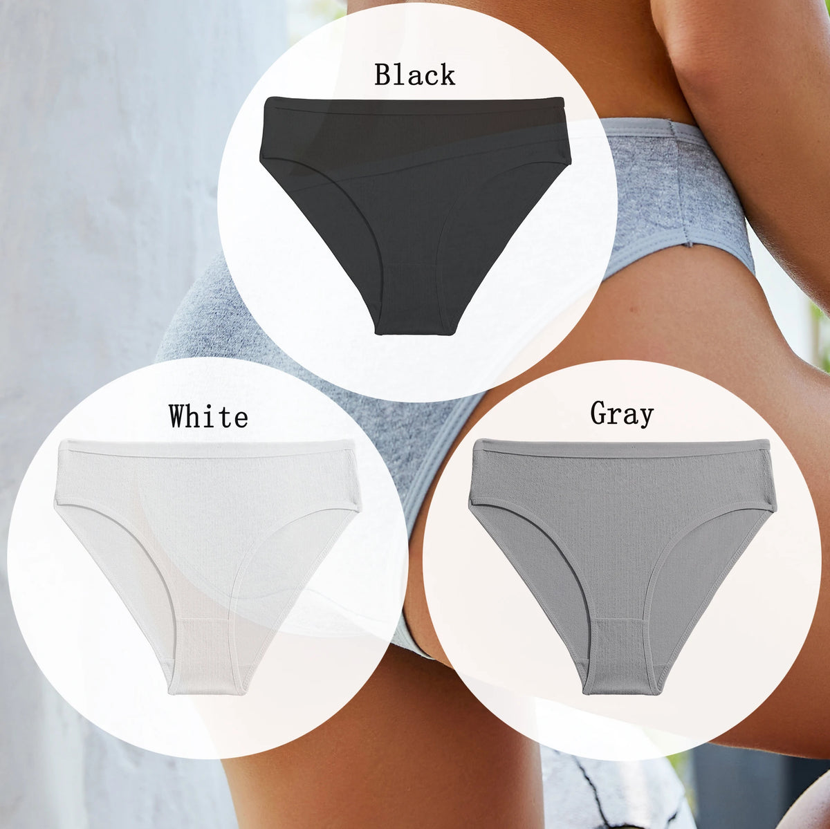 3PCS Set of Cotton Solid Color Women’s Panties – Sexy Basic Briefs for Everyday Comfort