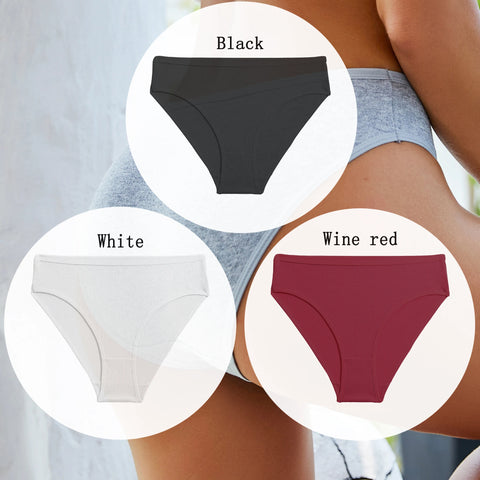 3PCS Set of Cotton Solid Color Women’s Panties – Sexy Basic Briefs for Everyday Comfort