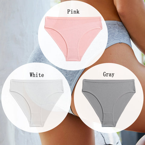 3PCS Set of Cotton Solid Color Women’s Panties – Sexy Basic Briefs for Everyday Comfort