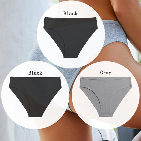 3PCS Set of Cotton Solid Color Women’s Panties – Sexy Basic Briefs for Everyday Comfort