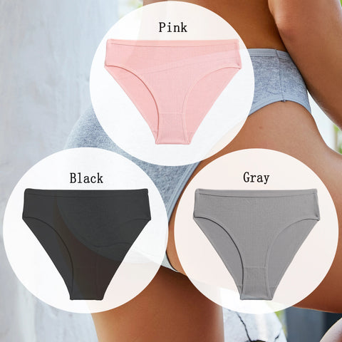 3PCS Set of Cotton Solid Color Women’s Panties – Sexy Basic Briefs for Everyday Comfort