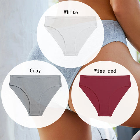 3PCS Set of Cotton Solid Color Women’s Panties – Sexy Basic Briefs for Everyday Comfort
