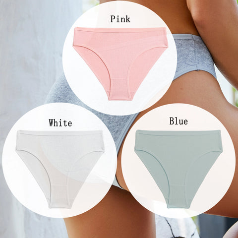 3PCS Set of Cotton Solid Color Women’s Panties – Sexy Basic Briefs for Everyday Comfort