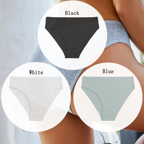 3PCS Set of Cotton Solid Color Women’s Panties – Sexy Basic Briefs for Everyday Comfort