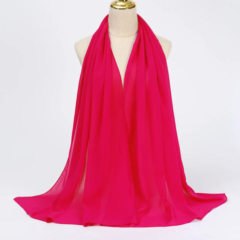 Elegant Muslim Chiffon Hijab Scarf - Lightweight Long Solid Color Head Wrap for Women