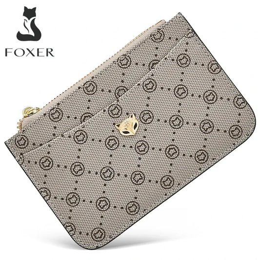 FOXER Dames PVC Mini Kaarthouder Portemonnee - Leuke Modieuze Muntenportemonnee met Sleutelhanger