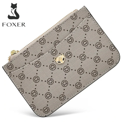 FOXER Dames PVC Mini Kaarthouder Portemonnee - Leuke Modieuze Muntenportemonnee met Sleutelhanger