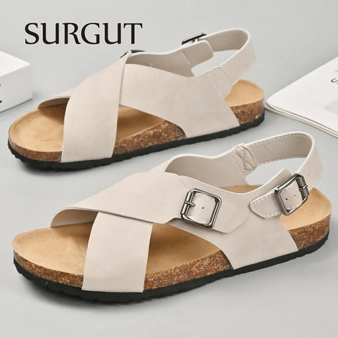SURGUT Handgefertigte Herrensandalen aus Rindsleder – Sommer-Strandschuhe 