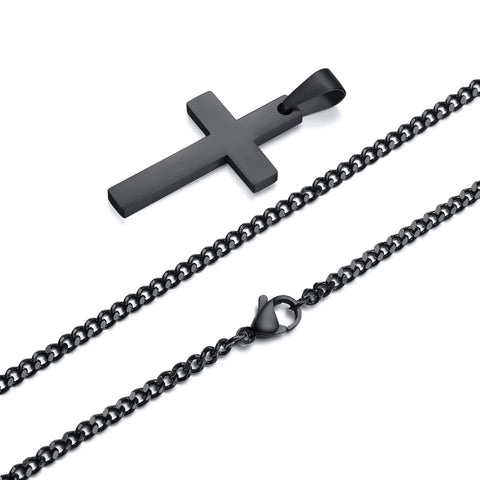 Casual Cross Pendant Necklaces for Men and Boys - Waterproof Stainless Steel Jewelry Gifts