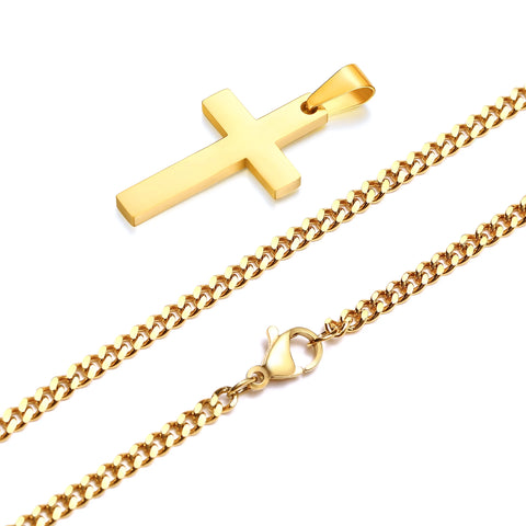 Casual Cross Pendant Necklaces for Men and Boys - Waterproof Stainless Steel Jewelry Gifts