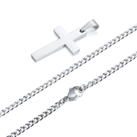 Casual Cross Pendant Necklaces for Men and Boys - Waterproof Stainless Steel Jewelry Gifts