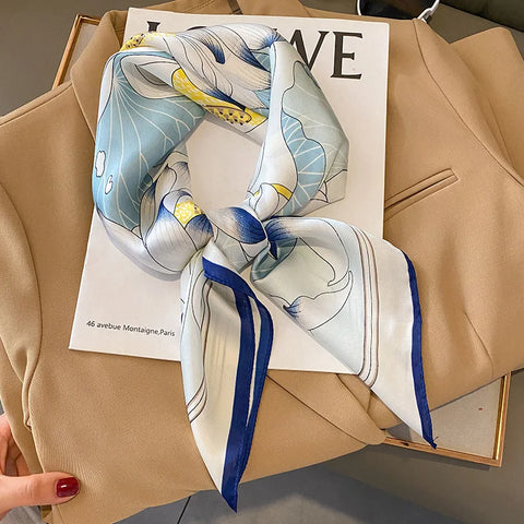 Luxury Horse Print Silk Neck Scarf for Women