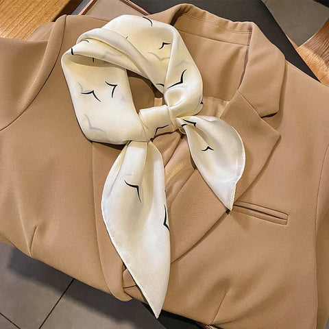 Luxury Horse Print Silk Neck Scarf for Women