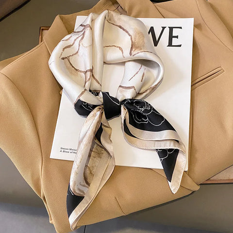 Luxury Horse Print Silk Neck Scarf for Women