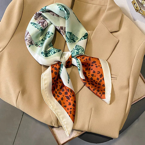 Luxury Horse Print Silk Neck Scarf for Women