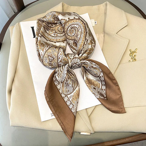 Luxury Horse Print Silk Neck Scarf for Women