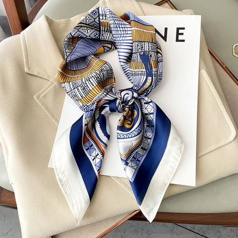 Luxury Horse Print Silk Neck Scarf for Women