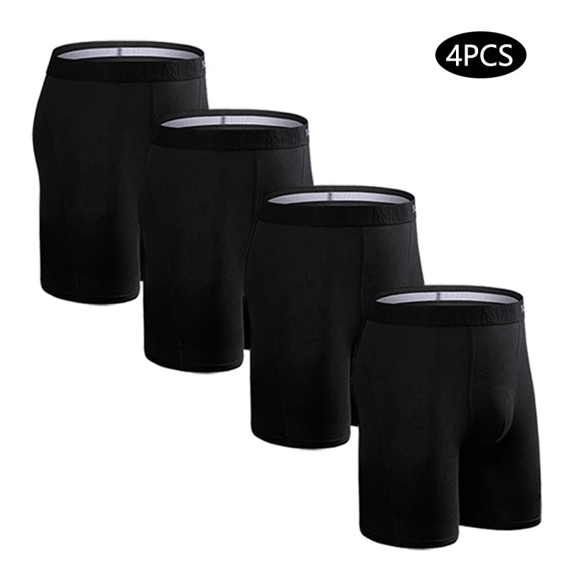 4pcs Plus Size Long Boxers for Men