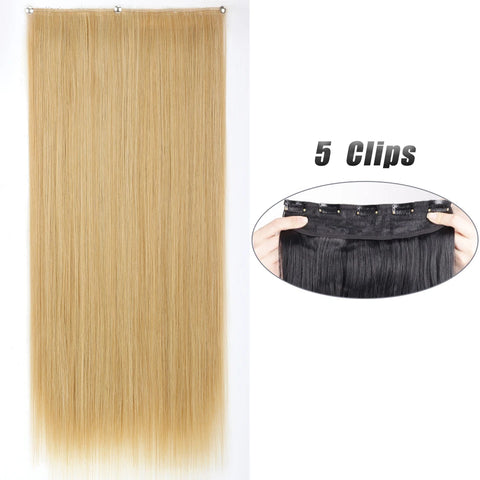 Synthetic 5 Clip In Hair Extensions 80CM - Long Straight Hairpiece