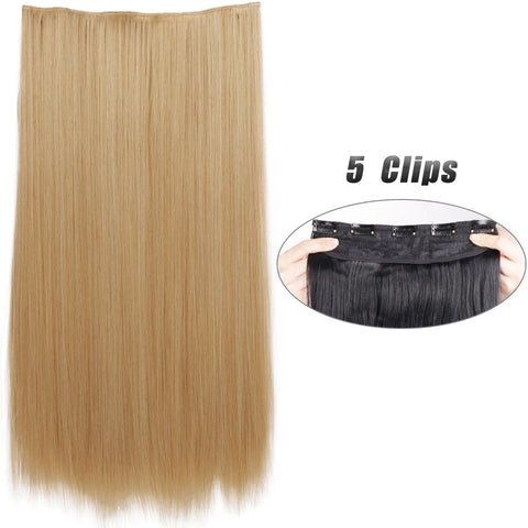 Long Wavy 5 Clip In Hair Extensions - Black Blonde Mix