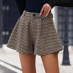Mia Muse Women's Houndstooth A-Line Casual Shorts