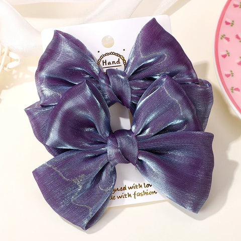 LOVEKIKI 2Pcs Girls Chiffon Hair Clips Cheer Bowknot Hairpin - Stylish and Comfortable Kids Hair Accessories