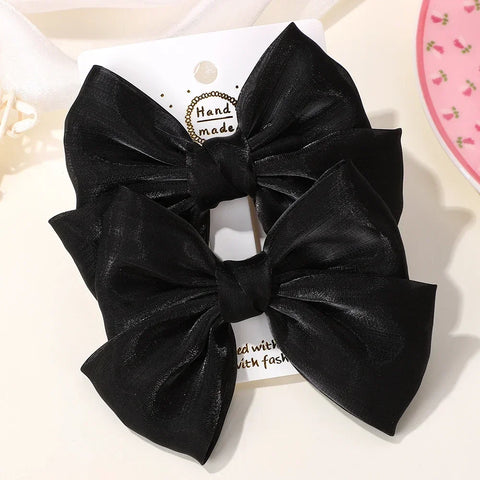 LOVEKIKI 2Pcs Girls Chiffon Hair Clips Cheer Bowknot Hairpin - Stylish and Comfortable Kids Hair Accessories