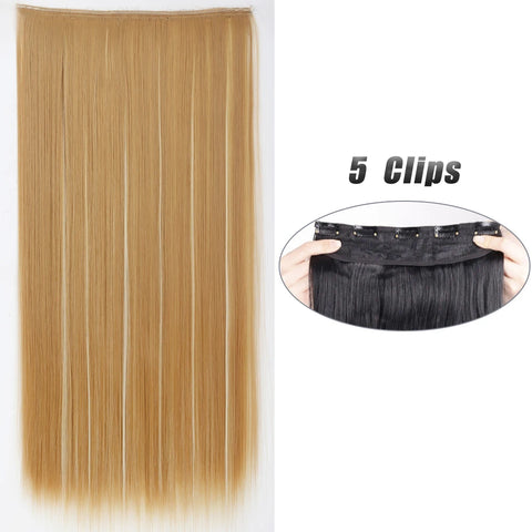 Synthetic 5 Clip In Hair Extensions 80CM - Long Straight Hairpiece