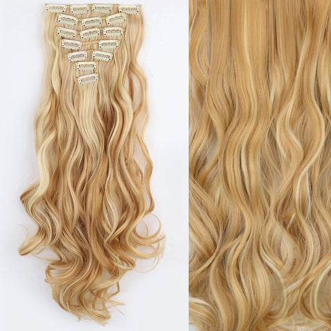 22-Inch Long Straight Wavy Hair Extensions Set