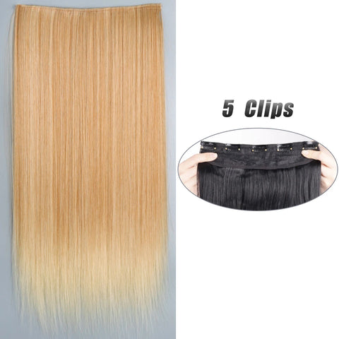 Synthetic 5 Clip In Hair Extensions 80CM - Long Straight Hairpiece