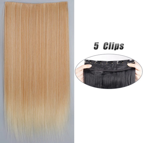 Long Wavy 5 Clip In Hair Extensions - Black Blonde Mix