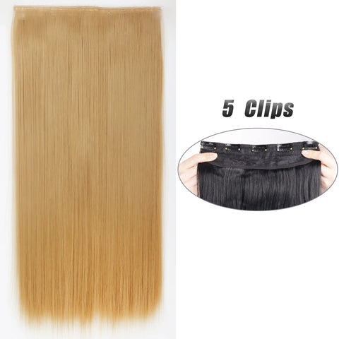 Synthetic 5 Clip In Hair Extensions 80CM - Long Straight Hairpiece