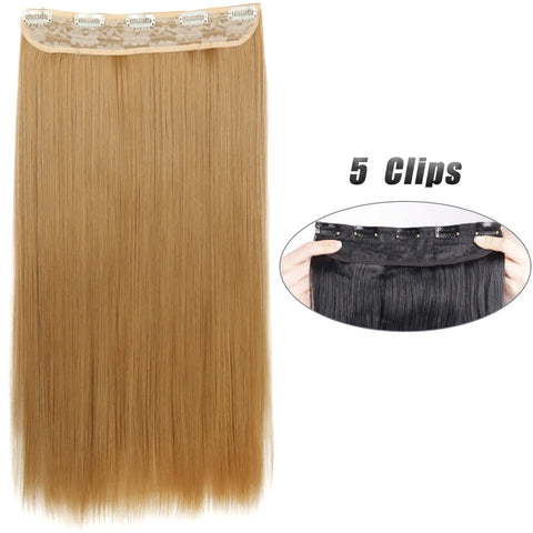 Long Wavy 5 Clip In Hair Extensions - Black Blonde Mix