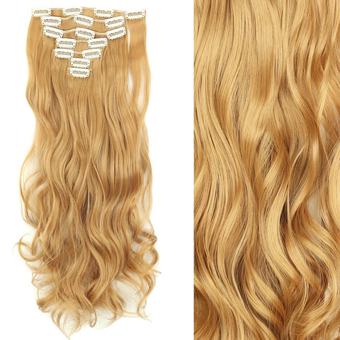 22-Inch Long Straight Wavy Hair Extensions Set