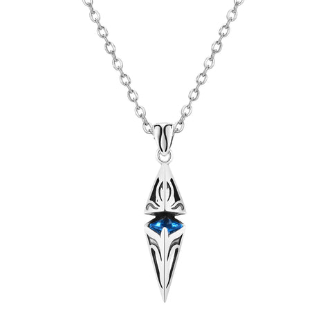 Stylish Blue Stone Necklaces for Men and Women - Stainless Steel Geometric Pendant Collar