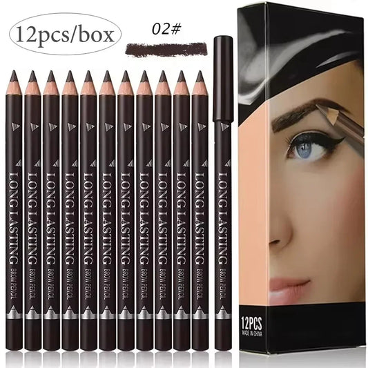 Waterproof Eyebrow Pencil Set – 6/12 Pcs Natural Black Brown