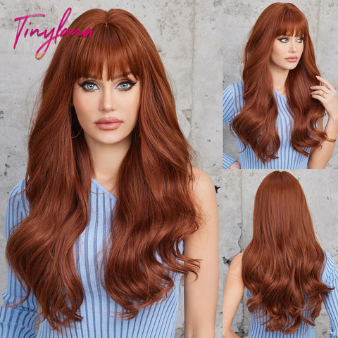 Light Pink Long Wavy Cosplay Synthetic Hair Wig with Bangs - Perfect for Halloween and Daily Wear
