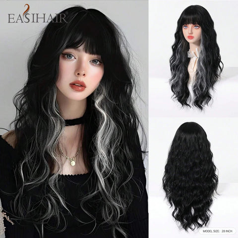 DropShipping EASIHAIR Long Blonde Ombre Synthetic Wigs for Women - Wavy High Density Cosplay Wig