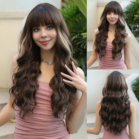 DropShipping EASIHAIR Long Blonde Ombre Synthetic Wigs for Women - Wavy High Density Cosplay Wig